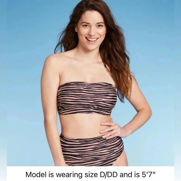 NWT- Kona Sol Molded zebra print bandeau bikini top | size D/DD - Picture 1 of 9